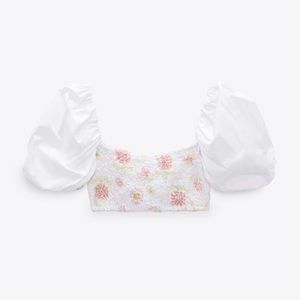 Zara floral poplin crop top